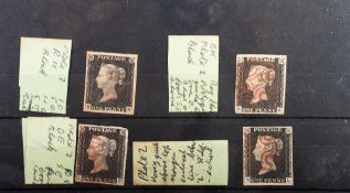 Great Britain. 1840 1d Blacks x 4 stated by vendor plates 2, including three with 4 margins.