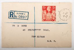 Great Britain. SG 477 1939 5/- Red First Day Cover dated 21st August 1939.