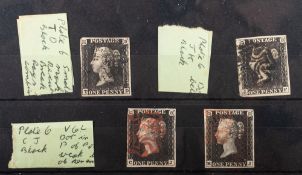 Great Britain. 1840 1d Blacks x 4 stated by vendor plates 6, including three with 4 margins.