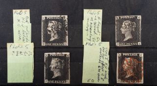 Great Britain. 1840 1d Blacks x 4 stated by vendor plates 5.