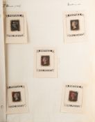 Great Britain. An album page with 1840 1d Blacks X 5.