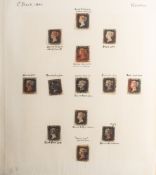 Great Britain. 1840 1d Blacks x 13 on album page in mixed condition.