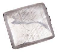A George V silver cigarette case, rounded rectangular form and with engine-turned decoration,