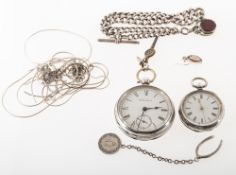 American Waltham Watch Co a silver open-faced pocket watch the round white enamel dial having black