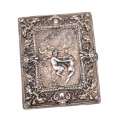 A late 19th/ early 20th century North American silver-gilt compact, of rectangular form,