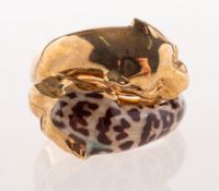 Milor, Italy, a 9ct gold and enamel leopard ring,