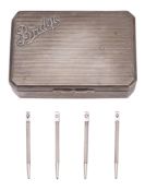 A George V silver bridge box, of canted rectangular form,