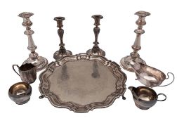A large quantity of various silver plated wares, to include a two-handled tray,