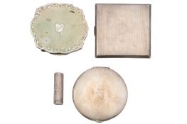 A George VI silver compact, circular form, with engine-turned decoration,