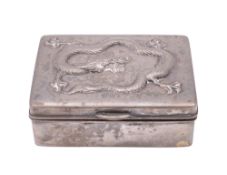 A late 19th/ early 20th century Chinese silver cigarette box, rounded rectangular form,