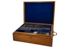 An Edwardian cased part-canteen of Fiddle pattern silver flatware, to include 12 table forks,