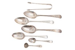 A small group of Bright-cut engraved silver flatware,