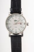 Lacoste a gentleman's stainless steel wristwatch the dial with baton numerals, date aperture,