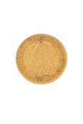 A Queen Victoria half sovereign, Old Veiled Bust, reverse with St. George and The Dragon,