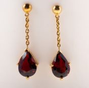 A pair of garnet drop earrings,