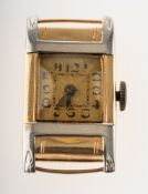 An 18ct yellow and white gold Art Deco watch