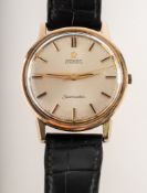 Omega Seamaster a gentleman's 9k gold wristwatch the silvered dial having raised gold and black