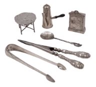 A mixed lot of various silver, to include a continental miniature/ toy table,