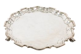 An Elizabeth II silver salver, of shaped circular outline,
