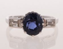 An Art Deco colour change purple stone and diamond ring,
