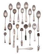 Ten silver teaspoons, mixed patterns, makers & dates,