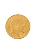 An Edward VII sovereign, bare head, reverse with St. George and The Dragon, dated 1910