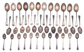 A part & matched canteen of Old English silver flatware and cutlery, to include twelve tablespoons,