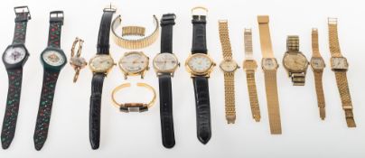 A selection of fourteen various wristwatches to include Claridge Shockproof,