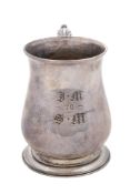 A George II silver mug, of baluster form,