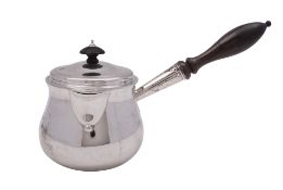 A George III silver brandy pan & cover, of baluster form,