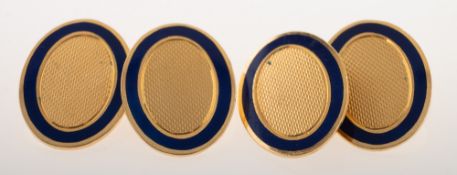 A pair of Art Deco 18ct gold and enamel cufflink's,