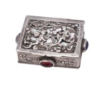 A late 19th/ early 20th century German silver snuff box, of rectangular form,