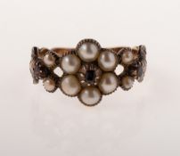 An antique pearl and garnet ring, circa late Georgian / early Victorian,
