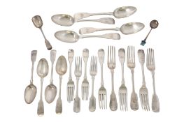 North-Country provincial silver flatware, 4 tablespoons, 5 table forks,