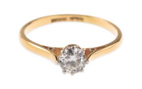 A diamond solitaire ring, claw set with a brilliant-cut diamond, diamond approx. 0.