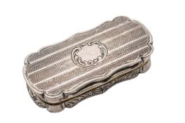 A Victorian silver vinaigrette, of shaped rectangular outline, with rounded ends,