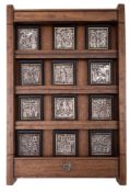 A continental set of twelve silver mounted religious plaques, rectangular form,