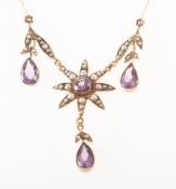 A flower garland necklace, the centrepiece of floral and foliate form,