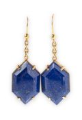 A pair of lapis lazuli drop earrings,