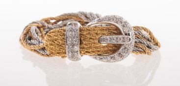 An impressive vintage multi-strand diamond buckle bracelet, circa 1960's / 70's,