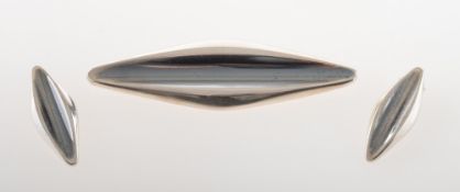 S. Christian Fogh, a mid-century Danish silver brooch and matching clip-on earrings,