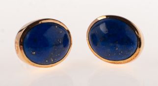 A pair of lapis lazuli stud earrings, of oval form,