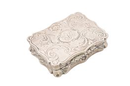 A Victorian silver vinaigrette, of shaped rectangular form,