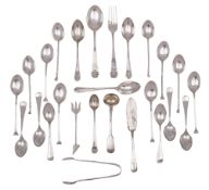 Various silver flatware & cutlery, to include a set of six tea/ coffee spoons,