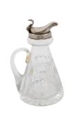 An Elizabeth II silver mounted clear cut-glass whiskey tot, tapering circular form,