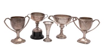 Four 20th century silver trophy cups, all inscribed,