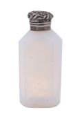 An Edwardian silver mounted opaline glass scent bottle,