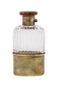 A George V silver-gilt mounted clear cut-glass spirit flask, by Asprey & Co Ltd.