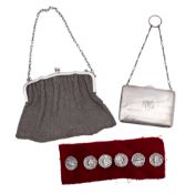 A late 19th/ early 20th century continental silver mesh purse,