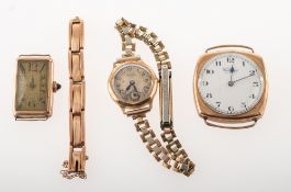 Three watches to include Waltham, USA a 9K gold wristwatch